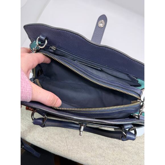 Coach Mercer 24 Satchel Crossbody Purse Multi Floral Teal Yankee - Picture 12 of 16